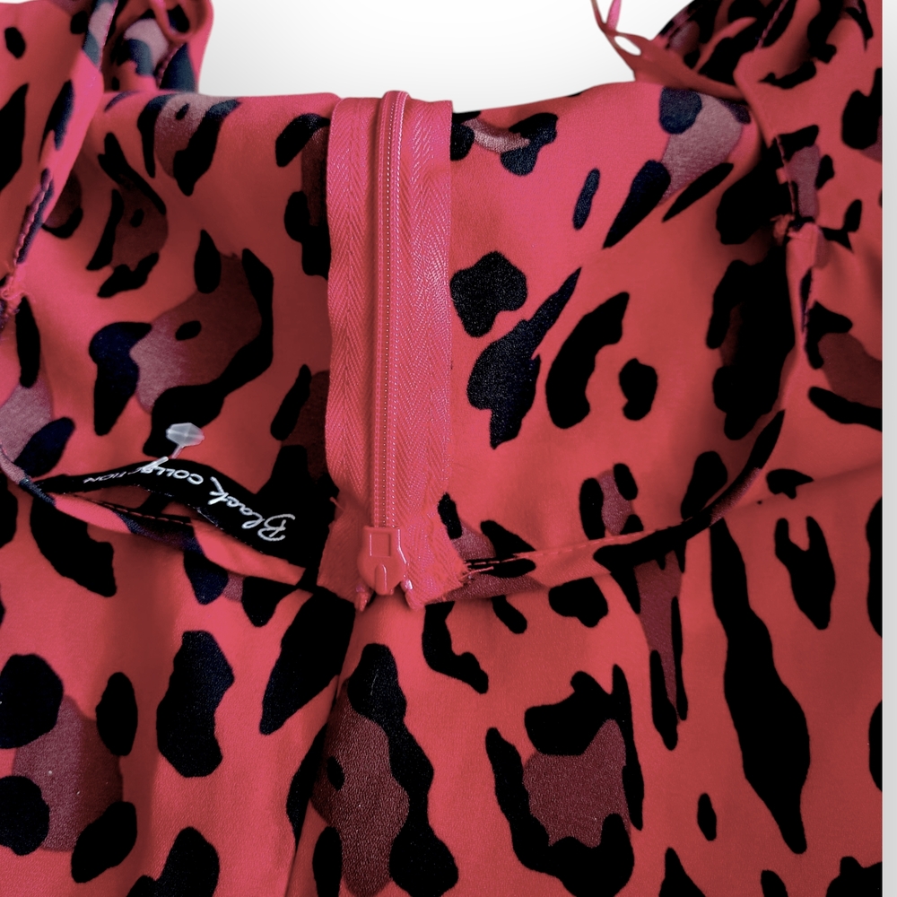 Red Animal Print Wrap Blouse - Picture 6 of 8